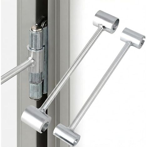 Llave de ajuste de bisagras de 2 piezas, herramienta de ajuste de bisagras de puerta, llave de ajuste de holgura de puerta, bisagra doble ajustable, adecuada para puertas cortafuegos y puertas antirro (1/5)