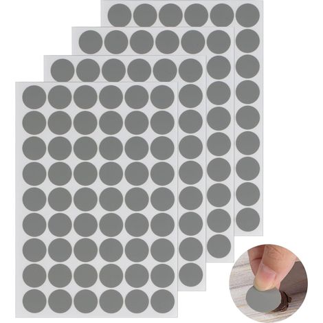432 pièces / 8 feuilles autocollants cache-vis gris, capuchons adhésifs pour trous de vis, diamètre 21 mm, cache-vis pour meubles en bois, capuchons imperméables pour trous de perçage et meubles (1/5)