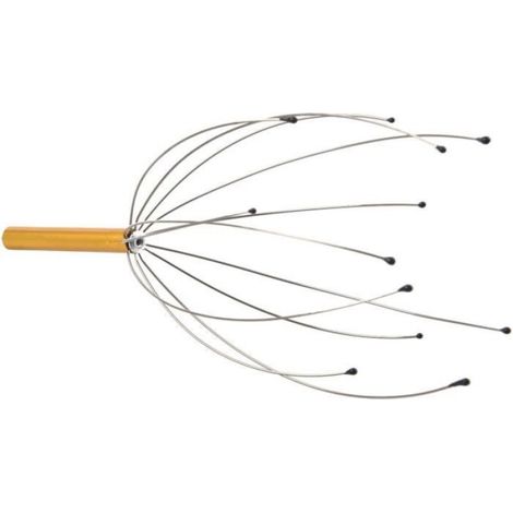 Masseur De Tete - Poignee Bois Alliage Aluminium - 22 Cm - Or - 1 Piece (1/4)
