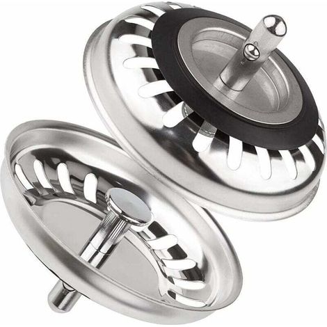 Tigrezy 2er-Pack Edelstahl-Küchenspülenstöpsel, universeller 79,3-mm-Küchenspülen-Sieb, verstopfungsfreier Edelstahl-Abflussstöpsel, für Küche und Bad (1/4)