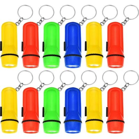 Lot de 24 mini lampes de poche porte-clés jouets pour enfants, assorties, anneaux porte-clés lumineux, cadeaux pour tout-petits (1/5)