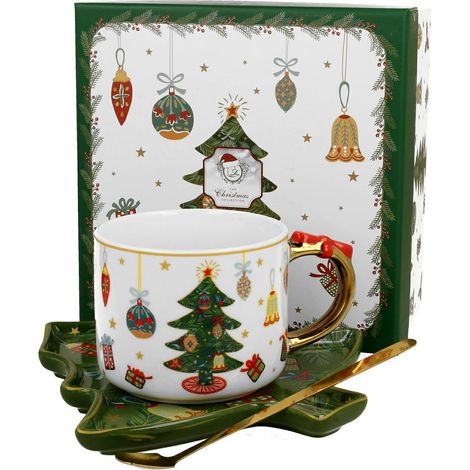 Tasse mit Untertasse und Löffel
