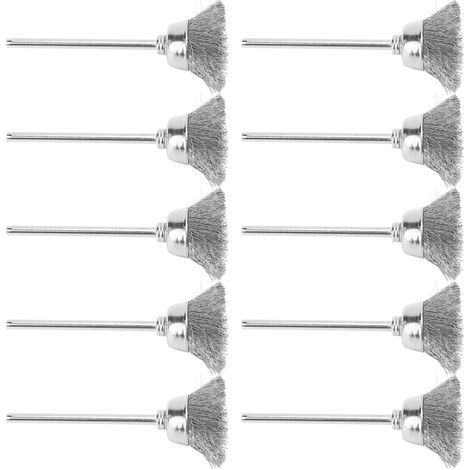 Lot de 10 Brosses Métalliques Électriques Acier Inoxydable Forme Bol Tige 2,35mm pour Polissage Nettoyage Décapage Bois Marbre (1/5)