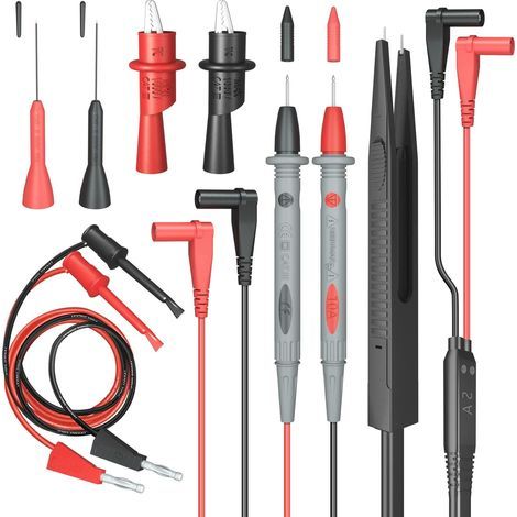 Elektrisches Multimeter-Messleitungsset mit Krokodilklemmen, Prüfhaken, Prüfspitzen, professionelles Set 1000 V 10 A CAT. II (1/5)