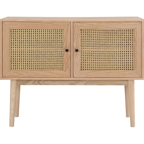 Buffet 2 portes en bois et cannage naturel 100 cm - Eden (1/5)