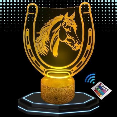 Lampe de Chevet 3D LED, Cheval, Multicolore, Télécommande , Tactile, Equitation, idée cadeau noël (1/5)