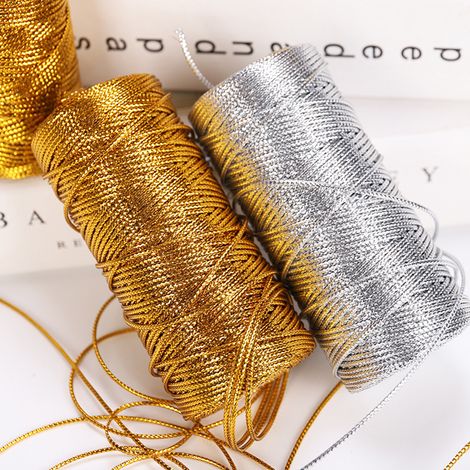 Corde de Noël Dorée 1.5mm pour Emballage Cadeaux, DIY et Attrape-Rêves - Rouleau de Ficelle à Étiquettes Creuses