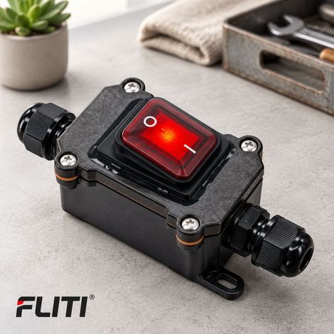 FLITI Interrupteur à Bascule Étanche IP67 DPST 220V AC 4 Bornes LED Rouge ON/OFF Ligne Double (1/5)