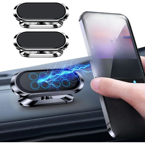 Set di due supporti magnetici per cellulare da auto. Regolabili e girevoli a 360 gradi. Design magnetico per il montaggio in auto. Adatti per supporti per cellulare da cruscotto. Accessori per auto.