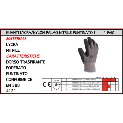 ORECA - GUANTI LYCRA/NYLON NITRILE PUNTINATO TG 9