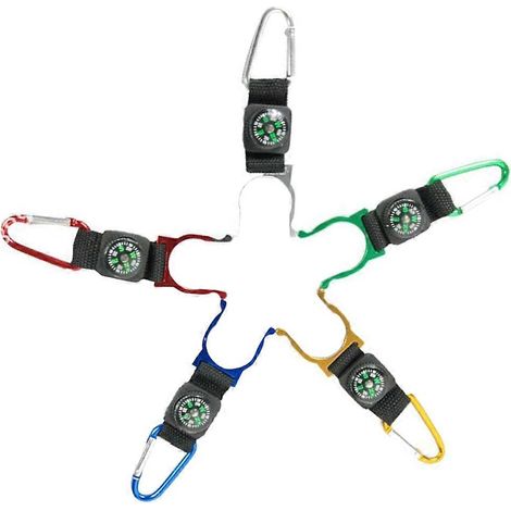Porte-bouteille 5 pièces avec pinces et boussole, couleurs assorties (1/5)