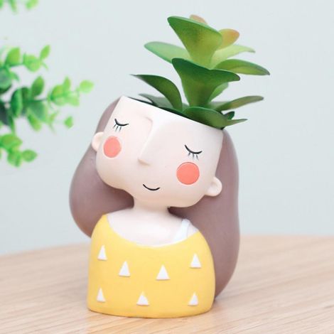 Résine Jolie Fille Succulente Planteur Bonsaï Pot Pot De Fleurs Décor à La Maison B (1/5)