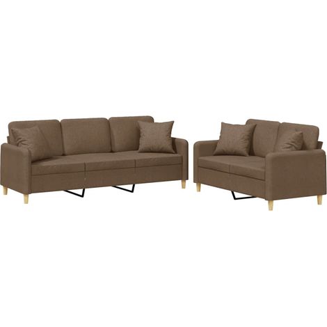 Maison Exclusive - Set di Divani 2 pz con Cuscini Marrone in Tessuto (1/5)