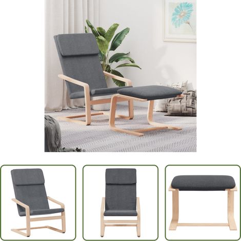 vidaXL Sitzkomfort - Relaxsessel mit Hocker Dunkelgrau Stoff
