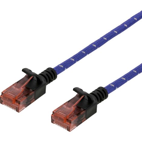Câble de brassage Cat6A U/UTP fin et résistant, 28 AWG, 3,8 mm², 2 m, bleu, pour connexion Internet (1/3)