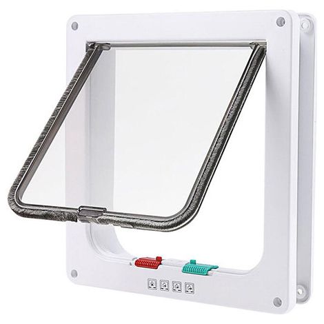 [NUNCA UTILIZADO]Gatera con cerradura de 4 posiciones para gatos y perros pequeños con circunferencia 63 cm, fácil de instalar y usar. (1/3)