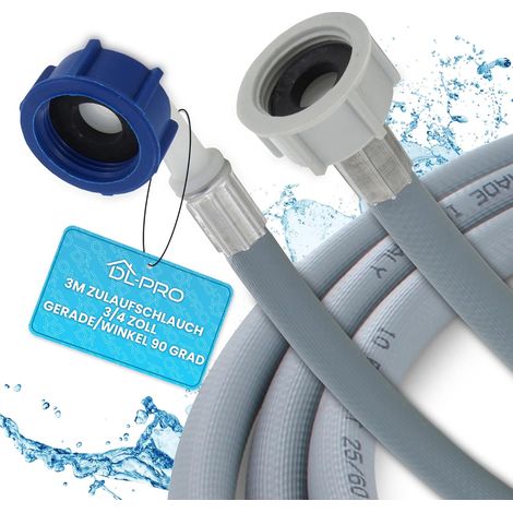 Tuyau d'eau, 3 m, droit/angle 90 °, pour machine à laver et lave-vaisselle, tuyau de raccordement pour robinet de 3/4 ’’ (1/5)