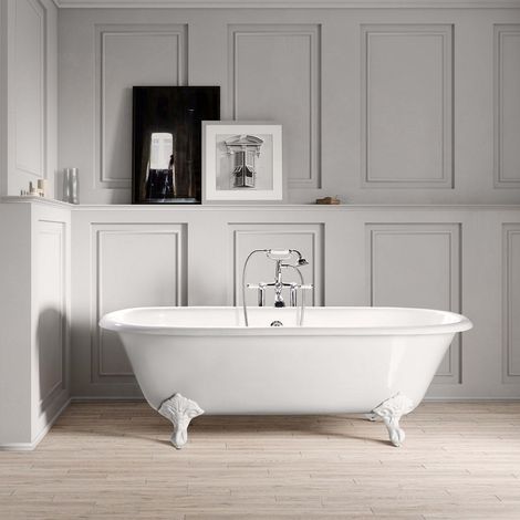 Vasca da bagno freestanding in ghisa stile classico con piedini PLYMOUTH bianca 170 cm Piedini bianchi
