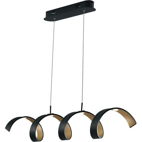 Fan Europe HELIX LED Swirl Pendel-Deckenleuchte Schwarz, Gold 1600lm 3000K 80x13,5cm