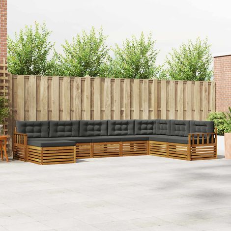 Outdoor-Sofagarnitur mit Kissen 8 pcs Natur und Anthrazit