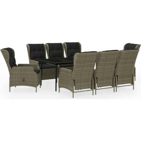 Conjunto de comedor de jardín de 9 piezas muebles de exterior marrón 020014100 (1/5)