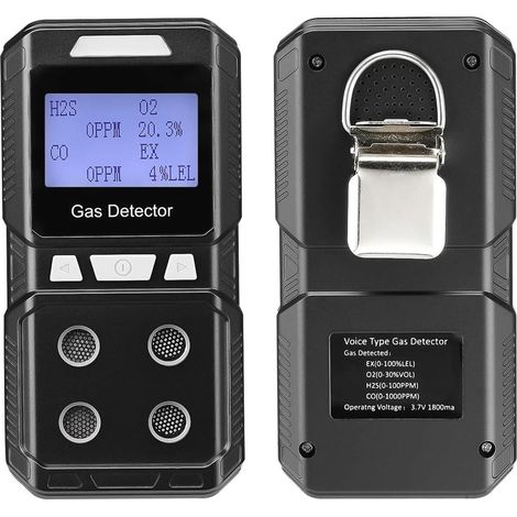 Détecteur de gaz Multi-gaz Détecteur de gaz Portable 4 en 1, Moniteur Multi-gaz Rechargeable, testeur de qualité de l'air, analyseur de Haute précision EX O2 H2S CO (1/5)