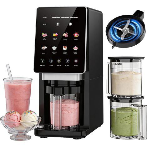 Machine à Glace, 8 Programmes Préréglés, Fonction Auto-Nettoyante, Noir (1/2)