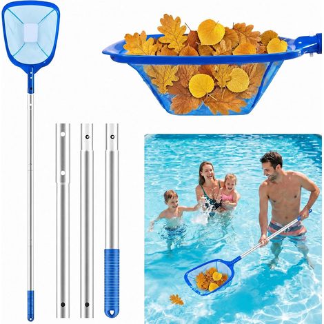 Pool-Skimmernetz, 160 cm Oberflächenskimmer, Teichskimmer, Poolnetz mit teleskopierbarer Aluminiumstange, professionelles Reinigungsset für Schwimmbäder, Springbrunnen und Teiche (1/5)