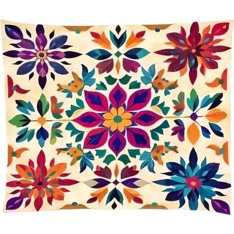 Toile d’ombrage bohème – Impressions mandala – Anti-UV – Plage/terrasse/camping – Piquets/mâts non fournis (1/5)