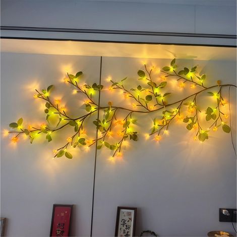 96 LED-Lichterketten aus Rattan mit Kamelienzweigen, USB-betrieben, dekorative Innenbeleuchtung für Weihnachten und Hochzeiten (1/5)