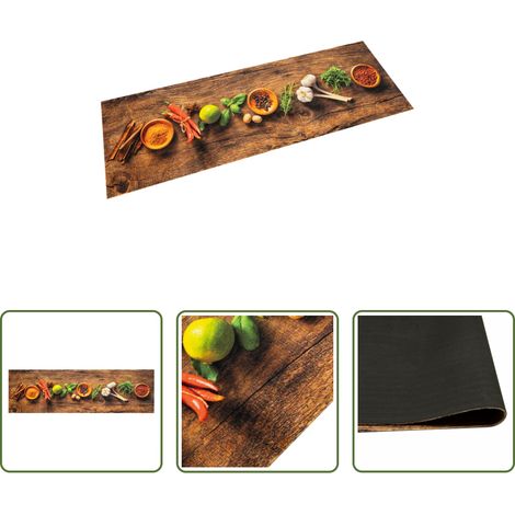vidaXL Samt - Küchenteppich Waschbar Gewürze 45x150 cm Samt (1/5)