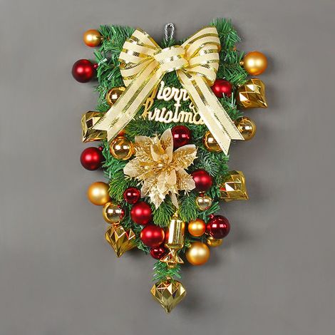 Guirlande De Noël - Couronne En Rotin Électroplatinée Pour Porte Extérieure Intérieure - 47 Cm - Décoration Murale Escalier Salle De Séjour Jardin (1/5)
