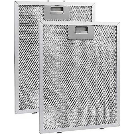 Lot de 2 filtres à graisse pour hotte aspirante, en aluminium, avec grille d'aspiration.
