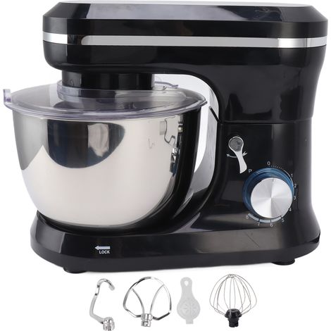 Batteur électrique sur socle 1000W avec crochet à pâte et fouet plat, 8 vitesses, cuve 4,5L, pour légumes et œufs, prise UE 220V, noir (1/5)