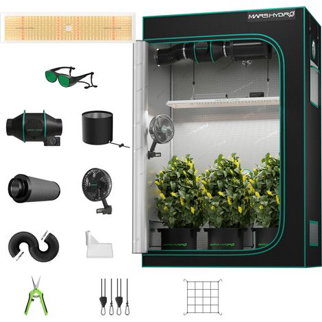 Mars Hydro Growbox Komplettset 120x60x180cm LED TSL2000 320W LED-Wachstumslicht mit Ventilation Clip on fan fü für Zimmerpflanzen (1/5)