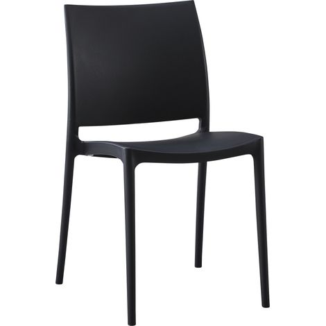 Chaise empilable design en plastique couleur noir résistant aux UV – jardin terrasse et intérieur 100007894 (1/5)