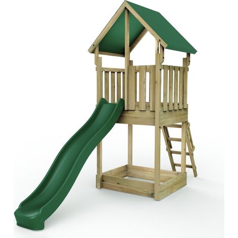 Rebo Modular Wooden Climbing Frame Adventure Playset - Tower Canvas Roof