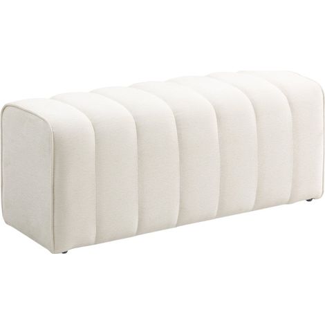 CHICFURN Banco de dormitorio 110x40x44 cm de madera marfil, asiento acolchado, sin montaje (1/5)