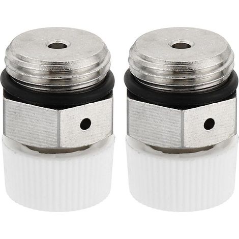 Lot de 4 purgeurs d'air manuels pour radiateur 3/8" BSP, bouchons en laiton nickelé, argenté et Blanc (1/4)
