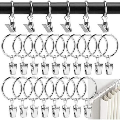 Metal Curtain Rings 40 Pieces Curtain Clip Shower Curtain Rings 38mm Curtain Clips Silver Rings for Curtain Rod and Shower Curtain Hanging Ring (1/5)