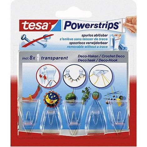Tesa Powerstrips Crochets adhésifs transparents pour intérieur (1/5)
