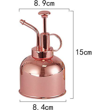 Jardinage en acier inoxydable arrosoir, 304 acier inoxydable ménage main pression pulvérisateur 300ML(Couleur or rose), (1/5)