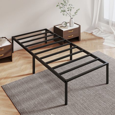 Randaco Cama individual, estructura de cama de metal, cama para una persona, cama juvenil, 90 x 200 cm, negro clásico 1pcs