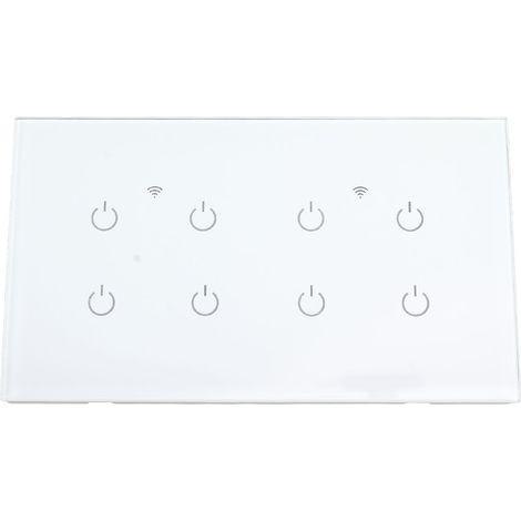 Interrupteur Intelligent WiFi 8 Boutons Verre Trempé IP44, Compatible Alexa/Google Home, 110‑240V AC (1/5)