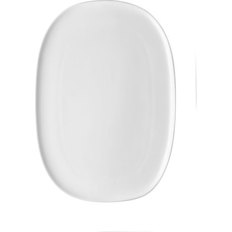 Plat de Service Ovale Design, Usage Quotidien, Esthétique Minimale, en Porcelaine Blanche (1/2)