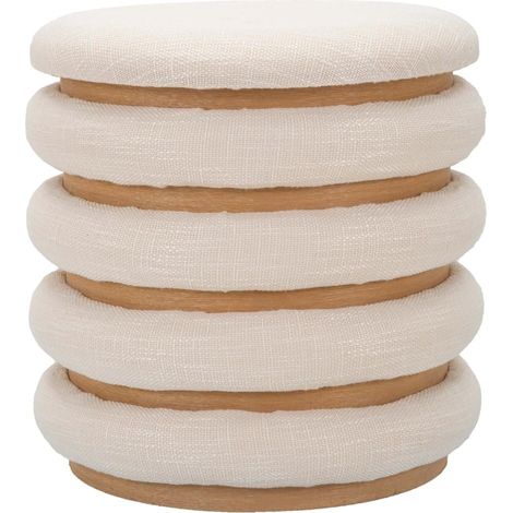 Ferretti Damasco dekorativer Pouf beige Boho Chic (1/5)