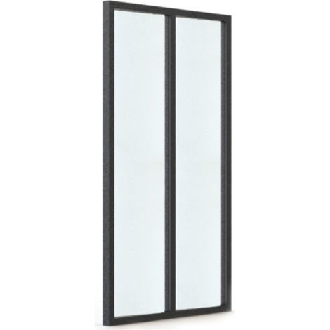 Verrière d'intérieur en aluminium - 2 vitrages dépolis - Noir sablé - 71 x 123 cm (1/3)