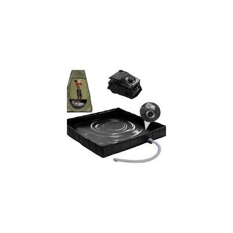 Cabine de douche pliable et portable pour le camping et les animaux de compagnie – une tente de douche mobile avec tuyau d'évacuation et système de drainage. (1/4)