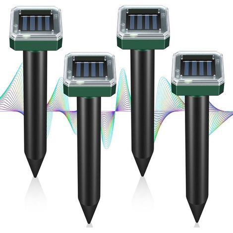 Répulsif Solaire pour Taupes (4 Packs), répulsif pour Les Taupes, répulsif Taupe Solaire étanche, Anti-Taupe ultrasons solaires, répulsif pour Serpent, échiquier Taupe,Répulsif à Taupes à ultrasons (1/5)