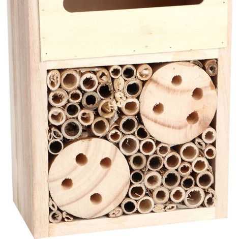 Maison pour Insectes et Abeilles Boiserie Extérieure Jardin Refuge Naturel Bois Candlenut Décoratif Boîte Nidification Type B